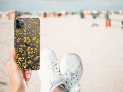 Apple iPhone 11 Pro Max TPU Case Gouden Bloemen