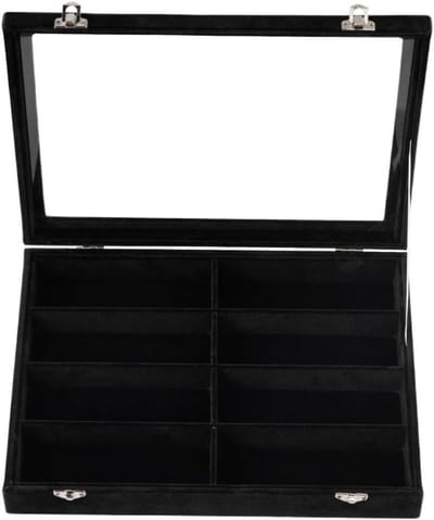 Brillen Organizer - Brillenhouder Opbergdoos - Brillen Opbergen - 8 Vaks Ontwerp - 40 x 29 x 9 cm - Zwart