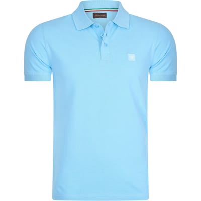 Cappuccino Italia - Heren Polo SS Polo Plain Pique - Blauw - Maat S