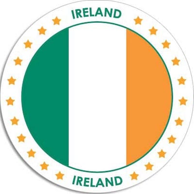 Vlag van Ierland stickers - rond - D14,8 cm - In vlag kleuren - Landen thema decoratie - feestartikelen - versieringen - supporters