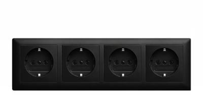 Busch-Jaeger - Stopcontact - Inbouw Wandcontactdoos Set 4 - Mat zwart
