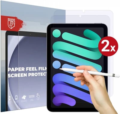 Rosso Screen Protector Geschikt voor Apple iPad Mini 7 / 6 | Paper Feel | Papier Gevoel Folie | Ultra Clear Beschermfolie | Case Friendly | Duo Pack