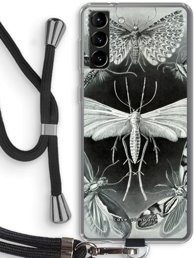 Hoesje met koord geschikt voor Samsung Galaxy S21 Plus hoesje met Koord - Haeckel Tineida - Telefoonhoesje met Zwart Koord - Bescherming aan alle Kanten en Over de Schermrand