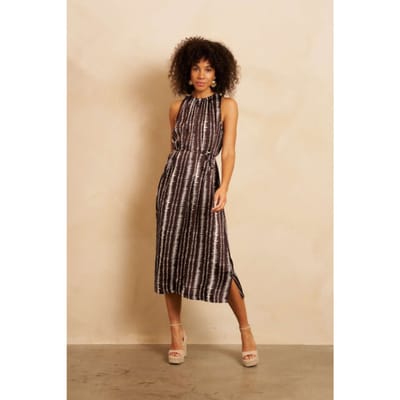 Lofty Manner - Dress Rox - Brown Stripe Print