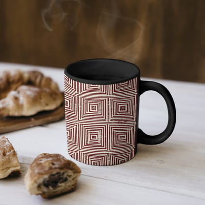 Magische Mok - Foto op Warmte Mokken - Koffiemok - Geometrisch - Patroon - Rood - Magic Mok - Beker - 350 ML - Theemok