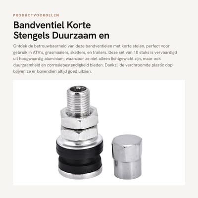 Dailygoods- Bandventiel Korte Stelen - 10 Stuks - Corrosiebestendig Aluminium - Slijtvast - Lekvrije Installatie - Geschikt voor ATV's/Motorfietsen - Ventiel