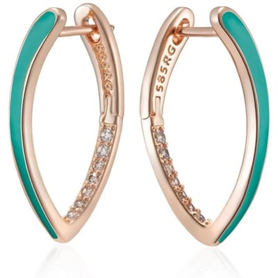 Mode Rose Goud Kleur Groen Emaille Druppel Oorbellen Voor Vrouwen Meisje Bruiloft Feest Natuurlijke Zirkonia Oorbel Sieraden beige
