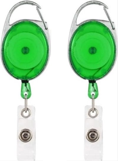 Rollerclips - Uitrekbare sleutelhangers - 2 stuks Koord~Sleutelhanger - Keychain - Keycord - Pashouder - Met pasjes lusje - Goren/Transparant - CHPN