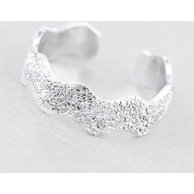 925 Sterling Zilver Teenringen voor Vrouwen Eenvoudig Golfontwerp Feestopening Verstelbare Vingerkootje Ring Sieraden Resizable white
