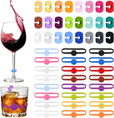 48 Stuks Herbruikbare Glazenmarkers met 24 Clips en 24 Ringen voor Drinkglazen, Perfect voor Feesten, Bruiloften en Gezellige Avonden
