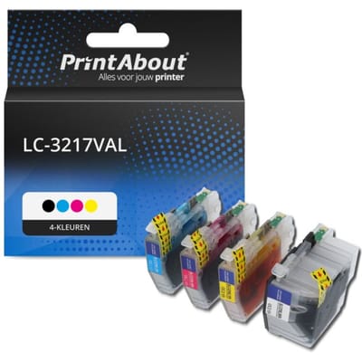 PrintAbout huismerk Inktcartridge LC-3217VAL 4-kleuren Multipack Geschikt voor Brother