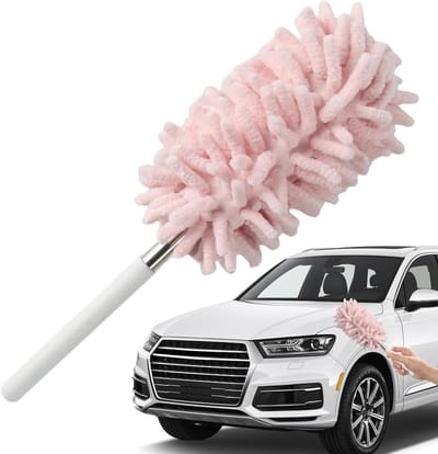 Auto Stofborstel - Reinigingsborstel Voertuig - Stofvrij Maken - Uitschuifbaar Handvat - 24-72 cm - Roze