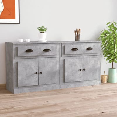 vidaXL - Dressoirs - 2 - st - bewerkt - hout - betongrijs