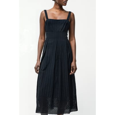 French Connection Broderie Strap Dress M Ss25 Black Size: 6 | Midi Dresses Outlet | Dames | Zwart