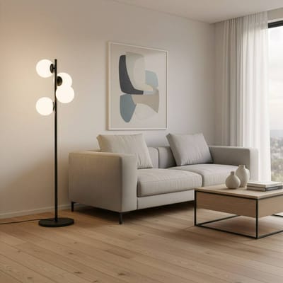 Opviq Vloerlamp Faze, zwart, glas, hoogte 130 cm, 4-lamps, E27