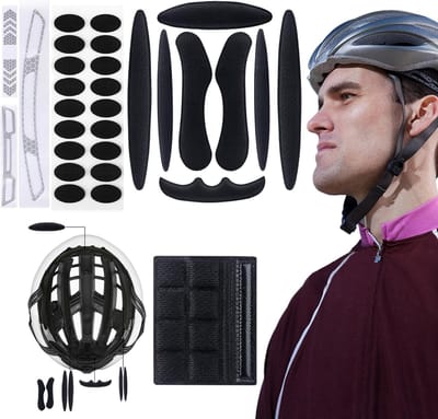Set vervangende beschermers voor fietshelmen, universele zwarte voering, 18 reflecterende tips voor extra veiligheid en comfort