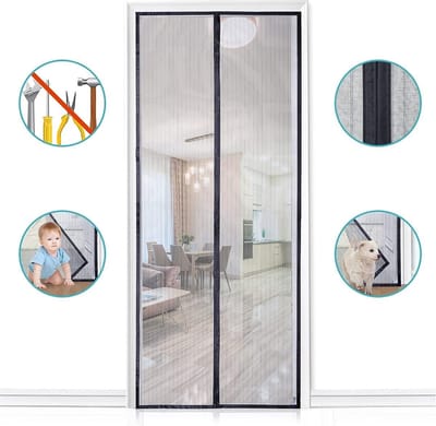 WNHB® Magnetisch horgordijn zwart - 120x210 cm - insectenwerend - zelfsluitende hor voor deuren
