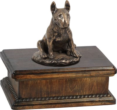 Elegante urn voor hondenas met Bull Terrier beeldje