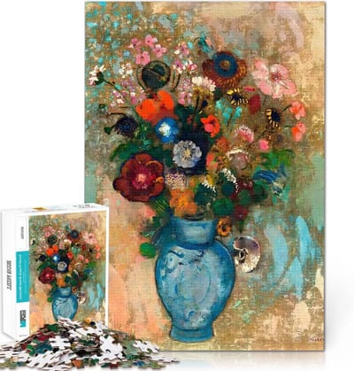 Legpuzzel 1000 stukjes - Volwassen puzzel - Ontspanning thuis - Matwitte kaart - 52 x 38 cm - Bloemen in vaas