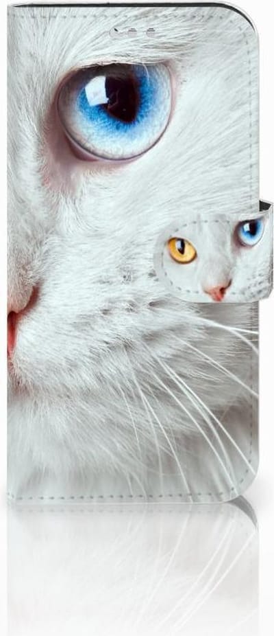 Samsung Galaxy S7 Telefoonhoesje met Pasjes Witte Kat