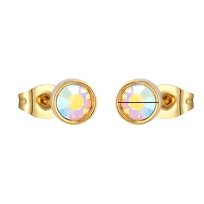 Aramat Jewels | Oorbellen | Goudkleurige AB kristallen oorbellen – 7 mm | | | |7mm | Staal | Kinderen, Volwassenen | Verkleurd niet