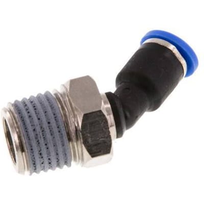 4mm x R1/4'' 45 graden L-verbinding Messing/PA 66 Insteekfitting Buitendraad NBR [2 Stuks]