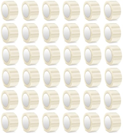 Kajal Adhesive Tape Transparant 36 Rollen Set – Stille PP verpakkingstape met sterke kleefkracht, 45 µm dik, ideaal voor dozen en verzending, professionele kwaliteit verpakkingstape (48 mm x 60 mm) met Kajal Sticker