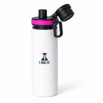 Hacebo® - I did it! waterfles met draaidop roze - Geslaagd - iemand die is geslaagd - gelukt - gefeliciteerd - examen - school - diploma gehaald - cadeau - kado - geschenk - gift - water fles - 850ML