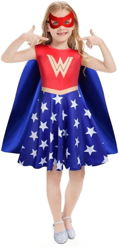 Meisjes Prinsessen Kostuums met Capes en Maskers, Cosplay Kinderkostuums voor Verjaardagsfeesten, Carnaval en Halloween (140cm)