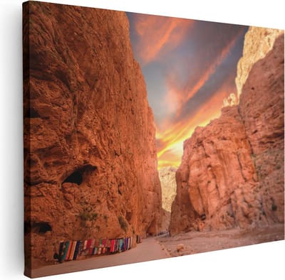 Artaza Canvas Schilderij Landschap - 40x30 cm - Klein - Wanddecoratie Afrika - Muurdecoratie Zonsondergang - Kamer Accessoires Natuur