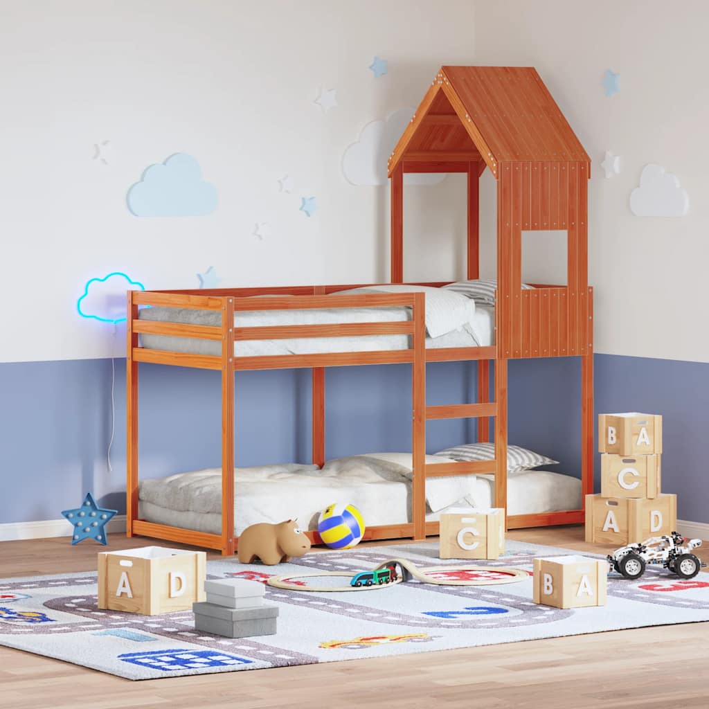 vidaXL - Kinderbedhuisje - 55x99x139,5 - cm - massief - grenenhout - wasbruin