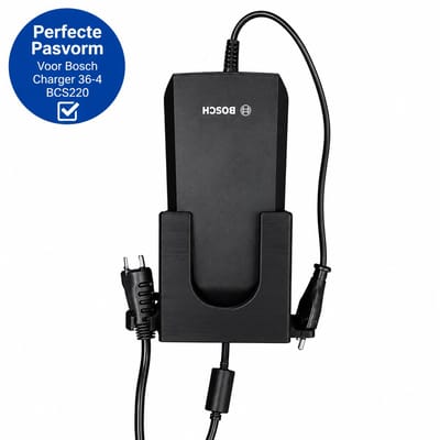 E-Bike Oplader Wandhouder - Geschikt voor Bosch® E-Bike Charger 36-4 (BCS220) - Wandbeugel met Kabelhouder - Zwart