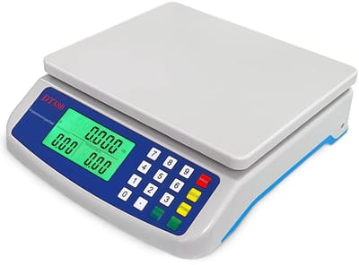 carmdering - Keukenweegschaal - Digitale Weegschaal - Prijsrekenweegschaal - 30kg, 1g nauwkeurig, 5 eenheden, tel- & tarra-functie, LCD verlicht - Voor bakken & winkels - Met adapter & batterij