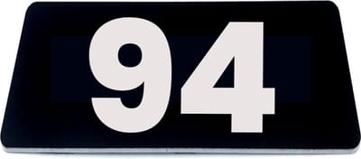 Nummerplaatje 94 - 80 x 50 x 1,6 mm - Zwart/wit - incl. 3M-tape | Nummerbordje - Deur en kamernummer - brievenbusnummers - Gratis verzending - 5 jaar garantie