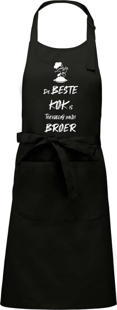 Mijncadeautje - Schort - De beste kok is toevallig mijn - BROER - Mooie - grappige - leuke Keukenschort - Zwart