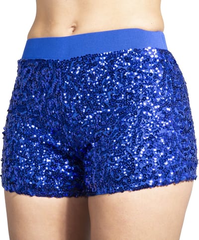 Hotpants pailletten kobalt blauw - Maat 34 t/m 38 - Toppers 2025