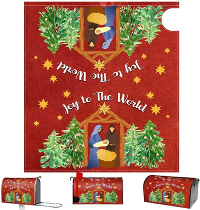 Dailygoods- Brievenbusdeksels Magnetisch - Kerstmis Decoratie - Religieuze Scène - 18,11 x 20,8 cm - Duurzaam - Oxford Stof - Brievenbuscover