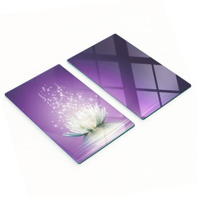 Decoratieve glazen serveerplanken met lotusbloemmotief, 2x30x52 cm
