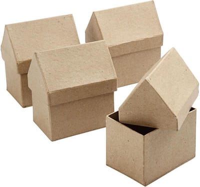 Huizen, H: 10,5 cm, afm 6x8,5 cm, 4 stuk/ 1 doos