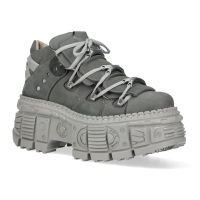 New Rock M-106WALL-C63 Grijze leren Urban Gothic enkellaarsjes