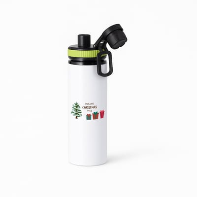 Hacebo® - Kerst kerstboom met cadeautjes met eigen naam waterfles met draaidop groen - Kerstmis - Kerst beker - winter - kerst - christmas - kerst cadeau - water fles - 850ML