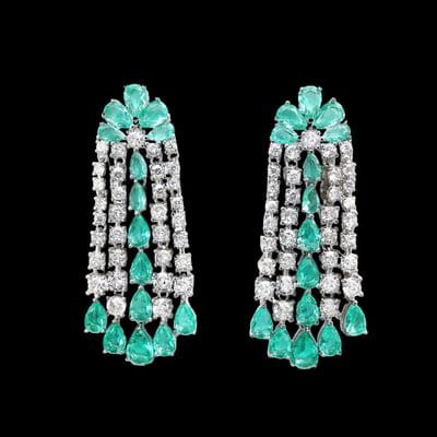 Victoria Valenza Monte Carlo Luxe Oorbellen Dames Messing Oorringen - Groene Steen - Kleur Zilver - 1 Paar