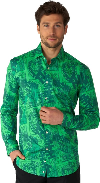 OppoSuits The Joker Shirt - Mannen Overhemd - Halloween Shirt - Batman DC Comics - Groen - Maat S