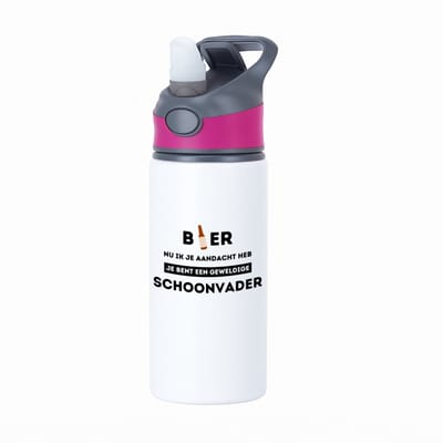 Hacebo® - bier, nu ik je aandacht heb je bent een geweldige schoonvader waterfles met rietje roze - schoonvader - vader cadeautjes - vaderdag - verjaardagscadeau - verjaardag - cadeau - geschenk - kado - gift - water fles - 650ML