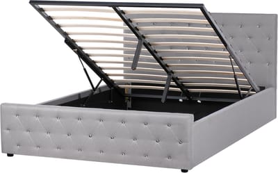 AMIENS - Bed met opbergruimte - Lichtgrijs - 160 x 200 cm - Polyester