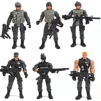 6 stuks/Set Krijger Elite Kracht Militaire Actiefiguur Speelgoed met Wapens 10cm Terrorist SWAT Team voor Kinderen Cadeau