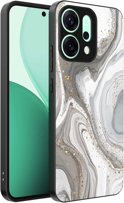 Geschikt voor Oppo Reno 14 Telefoonhoesje met marmer opdruk - TPU backcover case marble design - Zilver - Smartphonica geschikt voor Oppo Reno 14