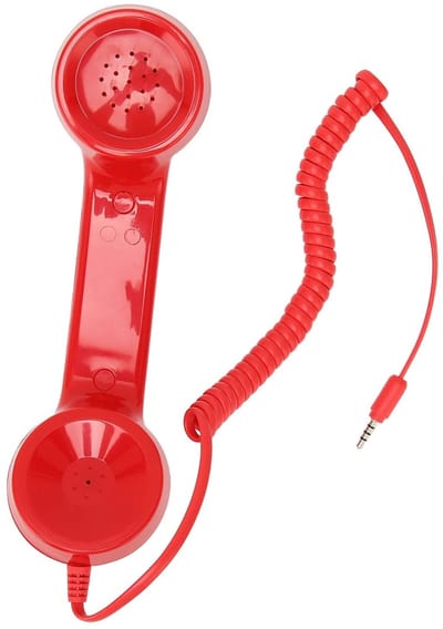 Allecto - Retro Telefoonhoorn - Vintage Telefoonkoptelefoon - Met Volumeregeling - Rood - Mobiele Telefoonontvanger - Geschikt voor Smartphones en ...