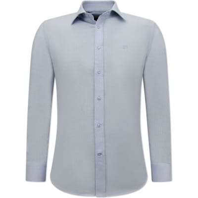 Heren Overhemd - Heren Blouse met Lange Mouwen - Zakelijke Nette Oxford Shirts Heren - Slim Fit Overhemd Heren - Licht Blauw
