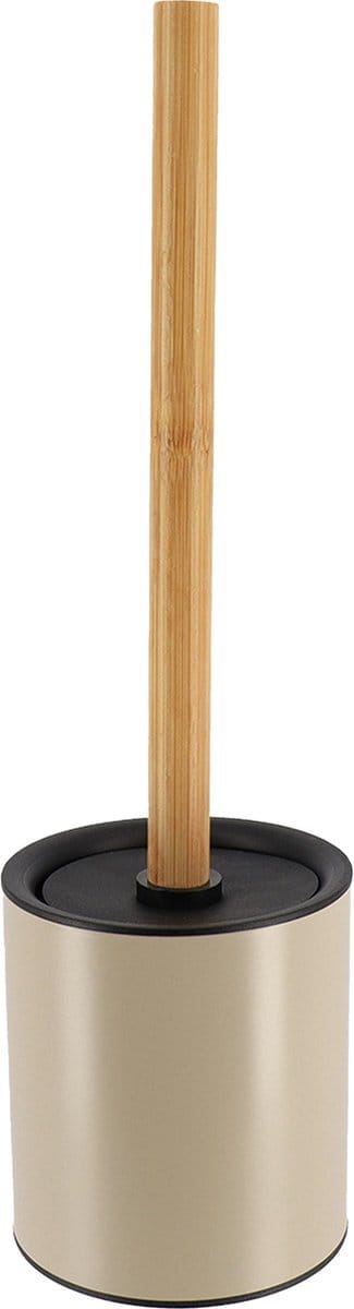 Tendance Badkamer toiletborstel met houder 103 series - taupe - 10 x 37 cm - metaal/bamboe hout